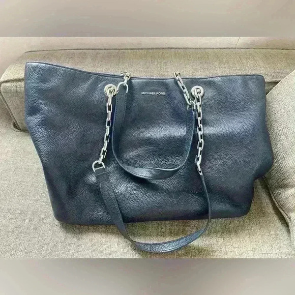 Michael Kors Large Black Pebble Leather Laptop Bag #A05 - Picture 1 of 14